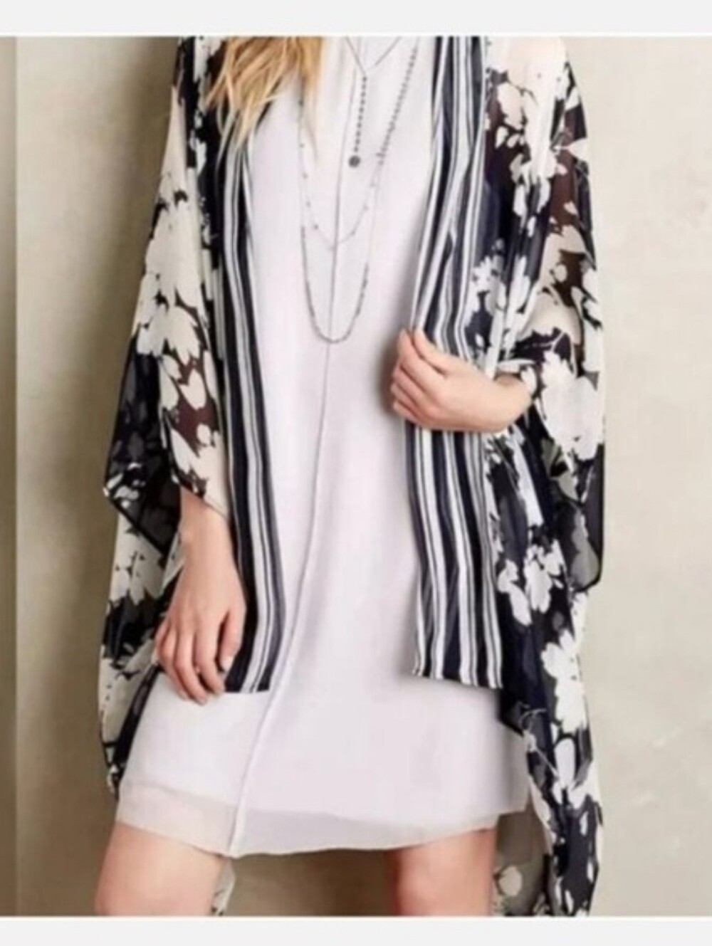 Anthropologie Elevenses Palolem 100% Silk Kimono Cardigan One Size Fits Most
